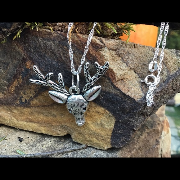 Christmas reindeer deer silver 925 necklace 20” or stainless steel - Picture 3 of 14